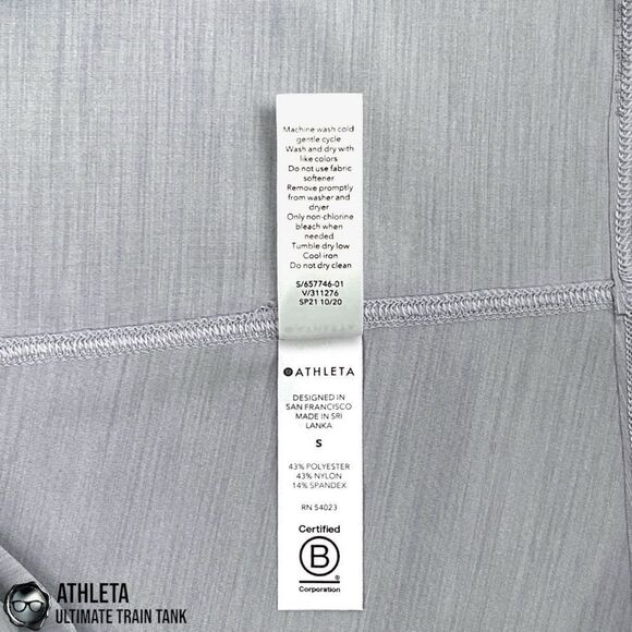 ATHLETA ULTIMATE TRAIN TEXTURED TANK IN MUTED LILAC / WHITE SIZE S RACERBACK - Picture 9 of 11